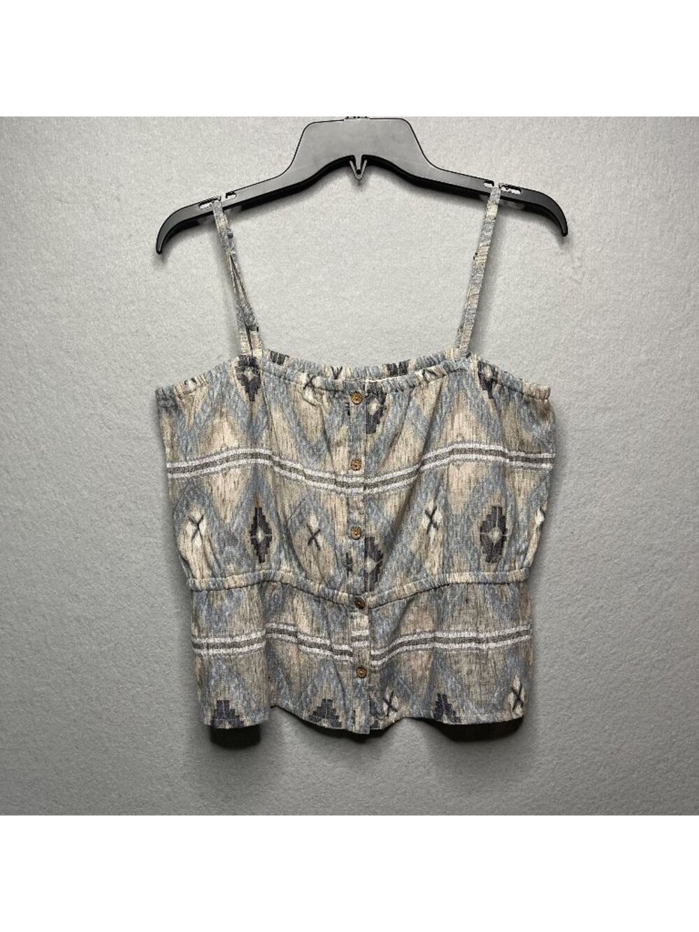 Cleo + Wolf Womens Blue Cream Southwestern Print Strappy Tank Top Button Front M